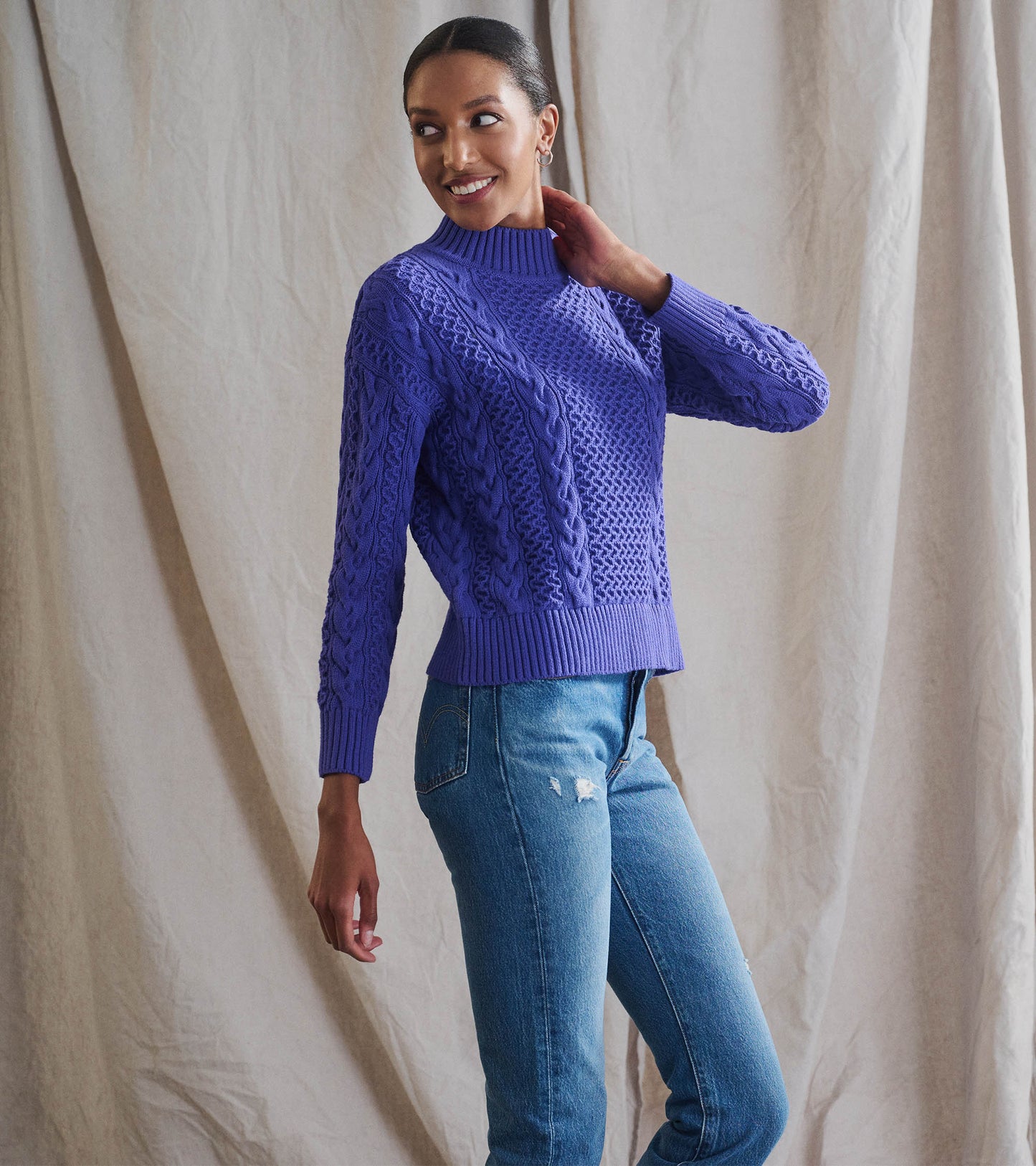 Button Neck Sweater - Ultra Violet