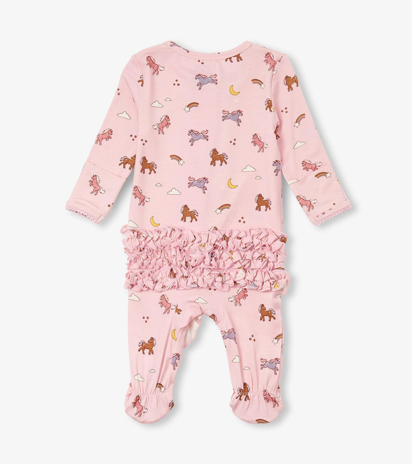 Baby Girls Whimsical Ponies Ruffle Bum Bamboo Sleeper