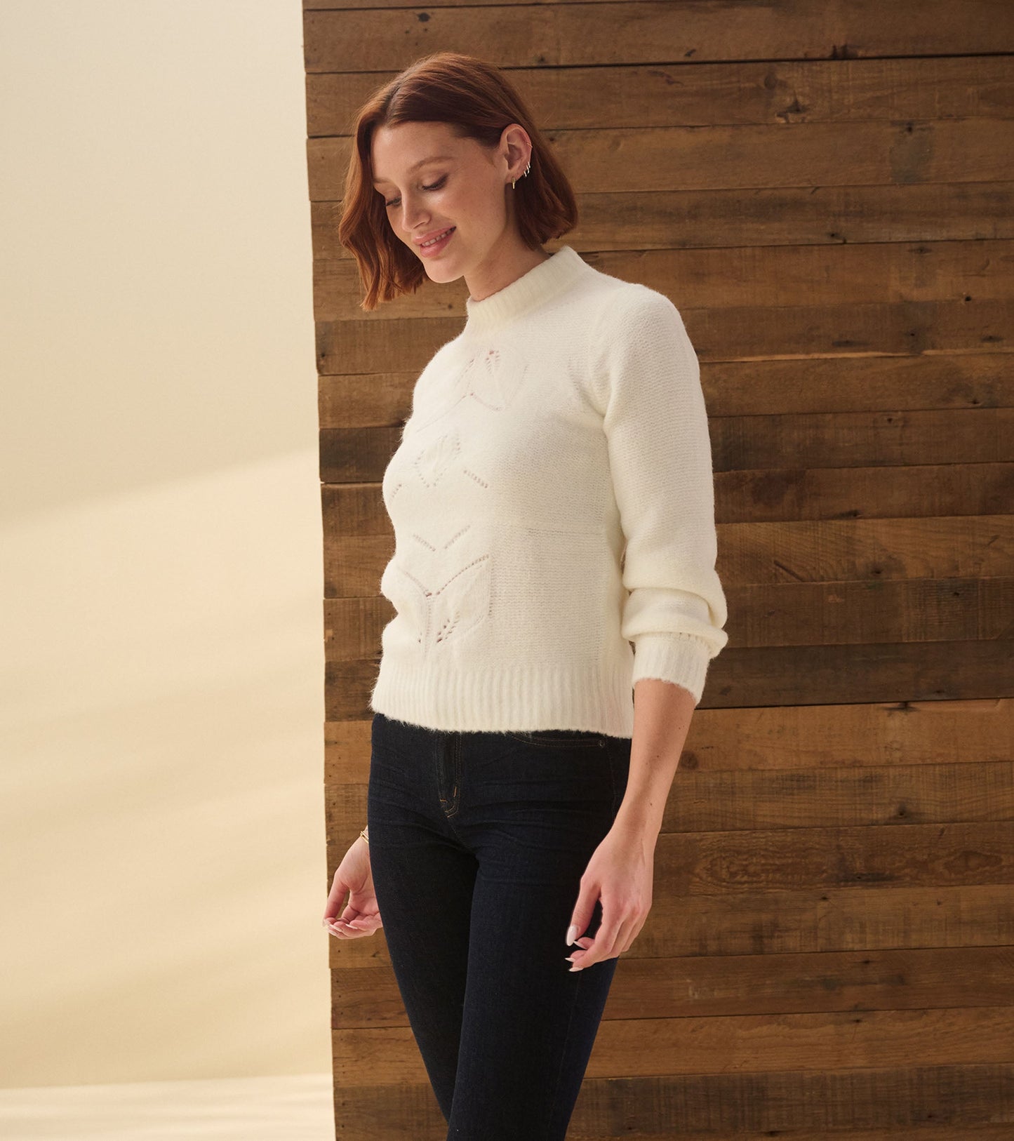 Petal Cable Sweater - Winter White