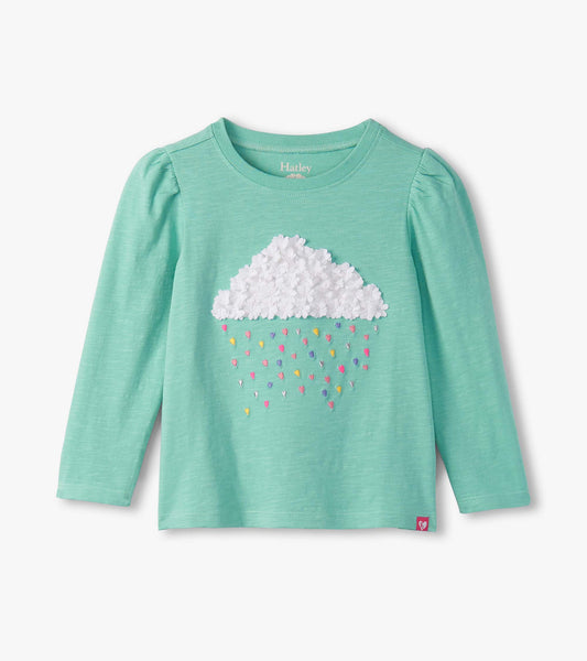 Girls Fluffy Cloud Puff Sleeve Graphic Tee