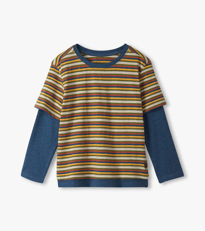 Boys Autumn Stripe Fooler Long Sleeve T-Shirt
