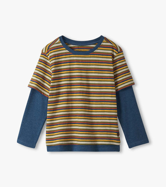 Boys Autumn Stripe Fooler Long Sleeve T-Shirt
