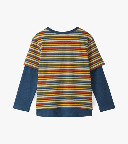 Boys Autumn Stripe Fooler Long Sleeve T-Shirt