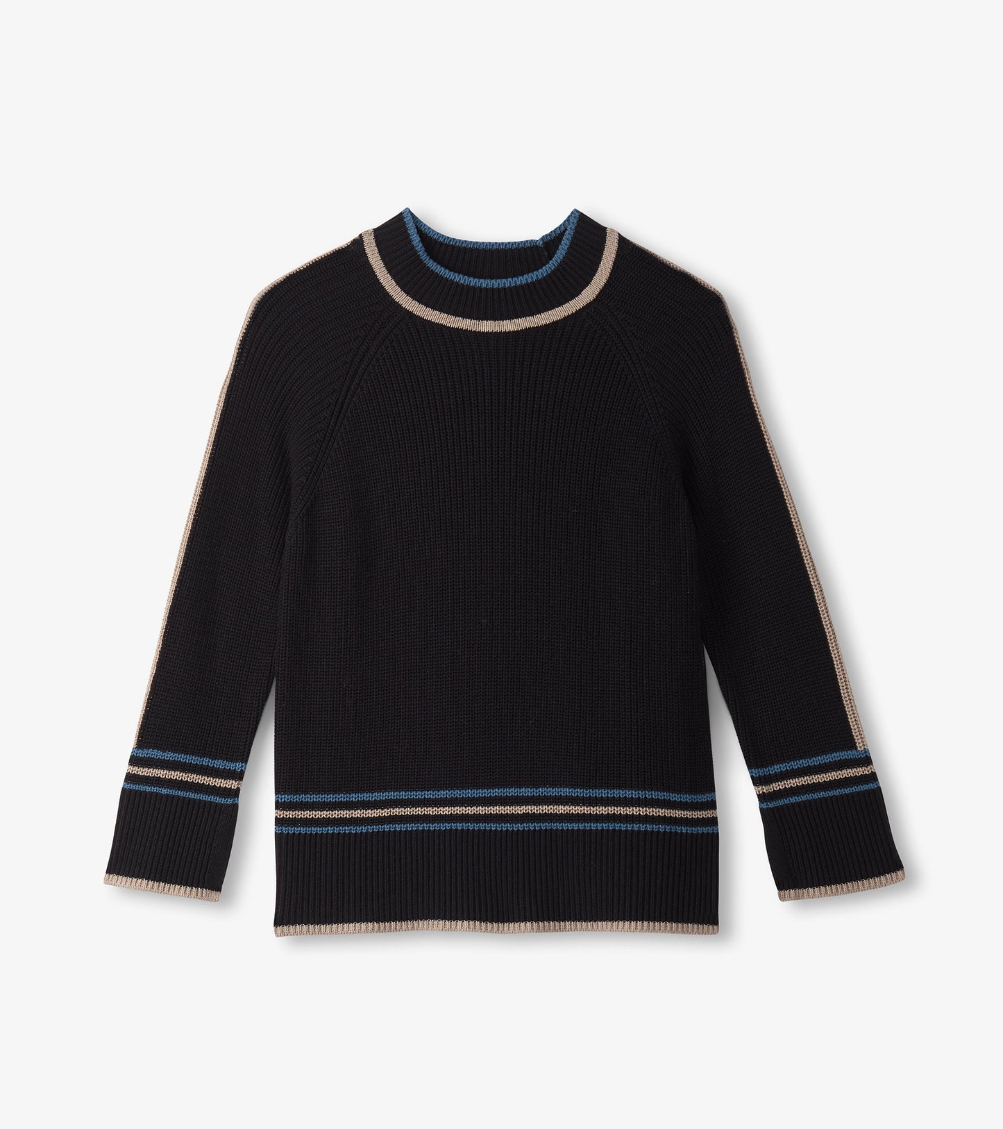 Raglan Stripes Pullover - Black