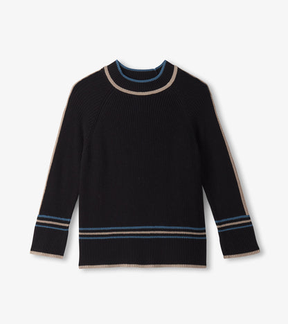 Raglan Stripes Pullover - Black