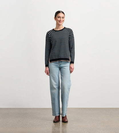Olivia Sweater - Black Denim Stripes