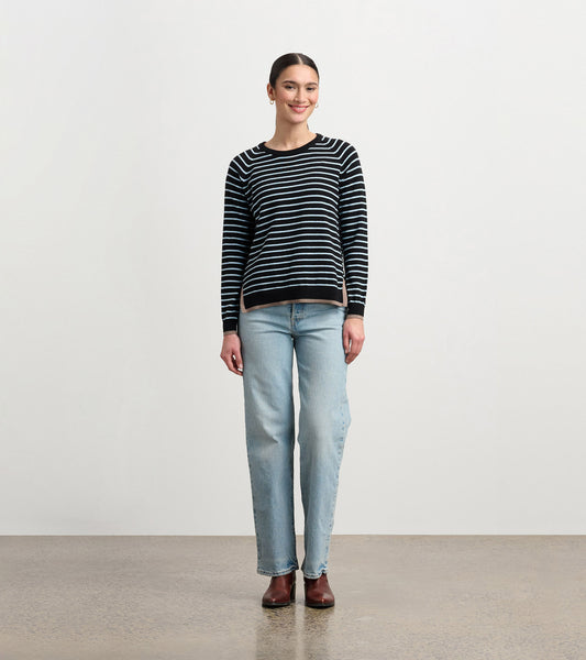 Olivia Sweater - Black Denim Stripes