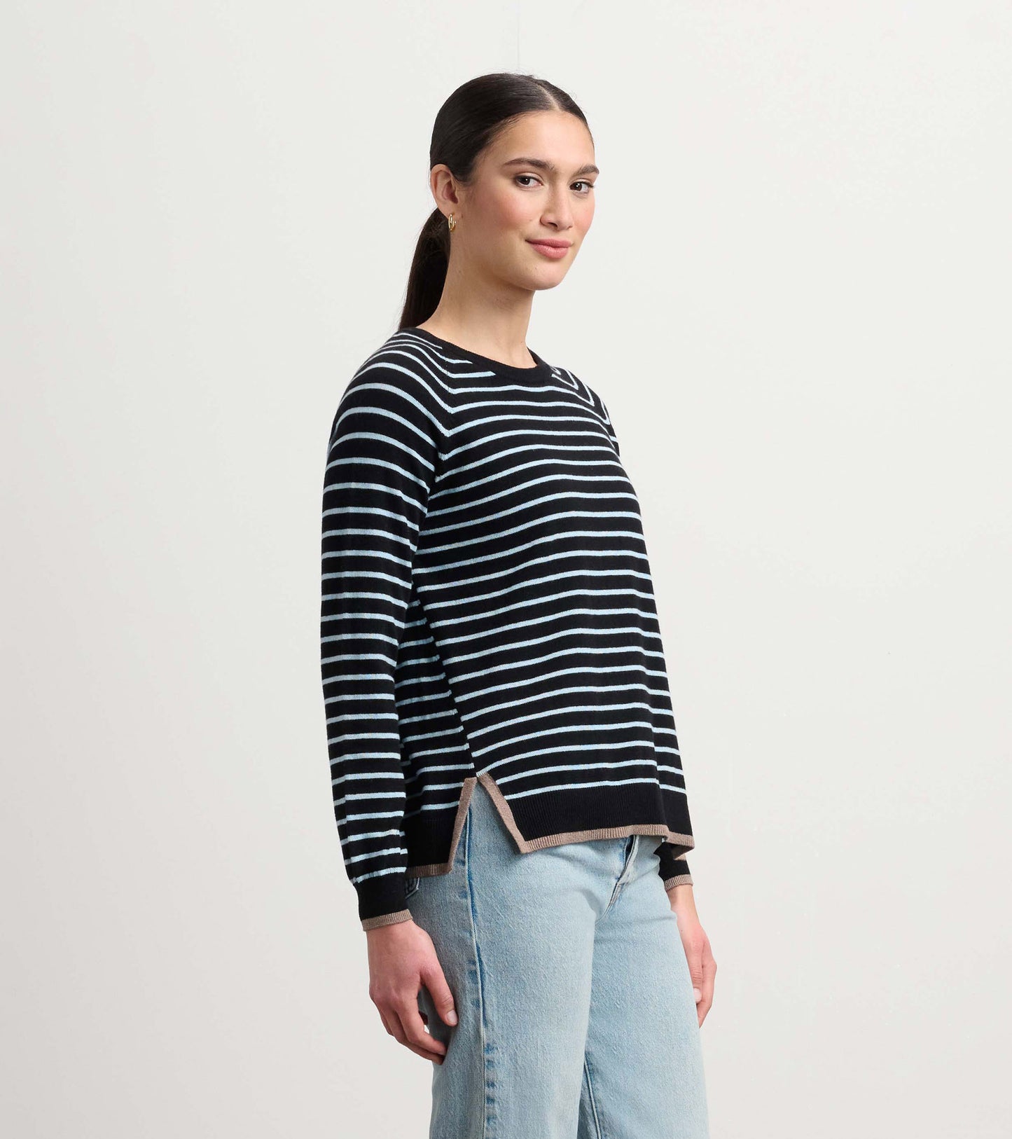 Olivia Sweater - Black Denim Stripes