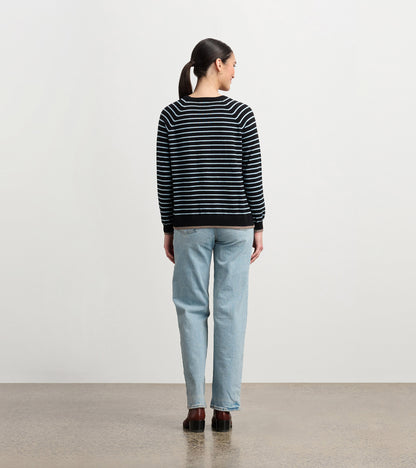 Olivia Sweater - Black Denim Stripes