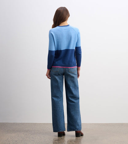 Olivia Sweater - Blue Color Block
