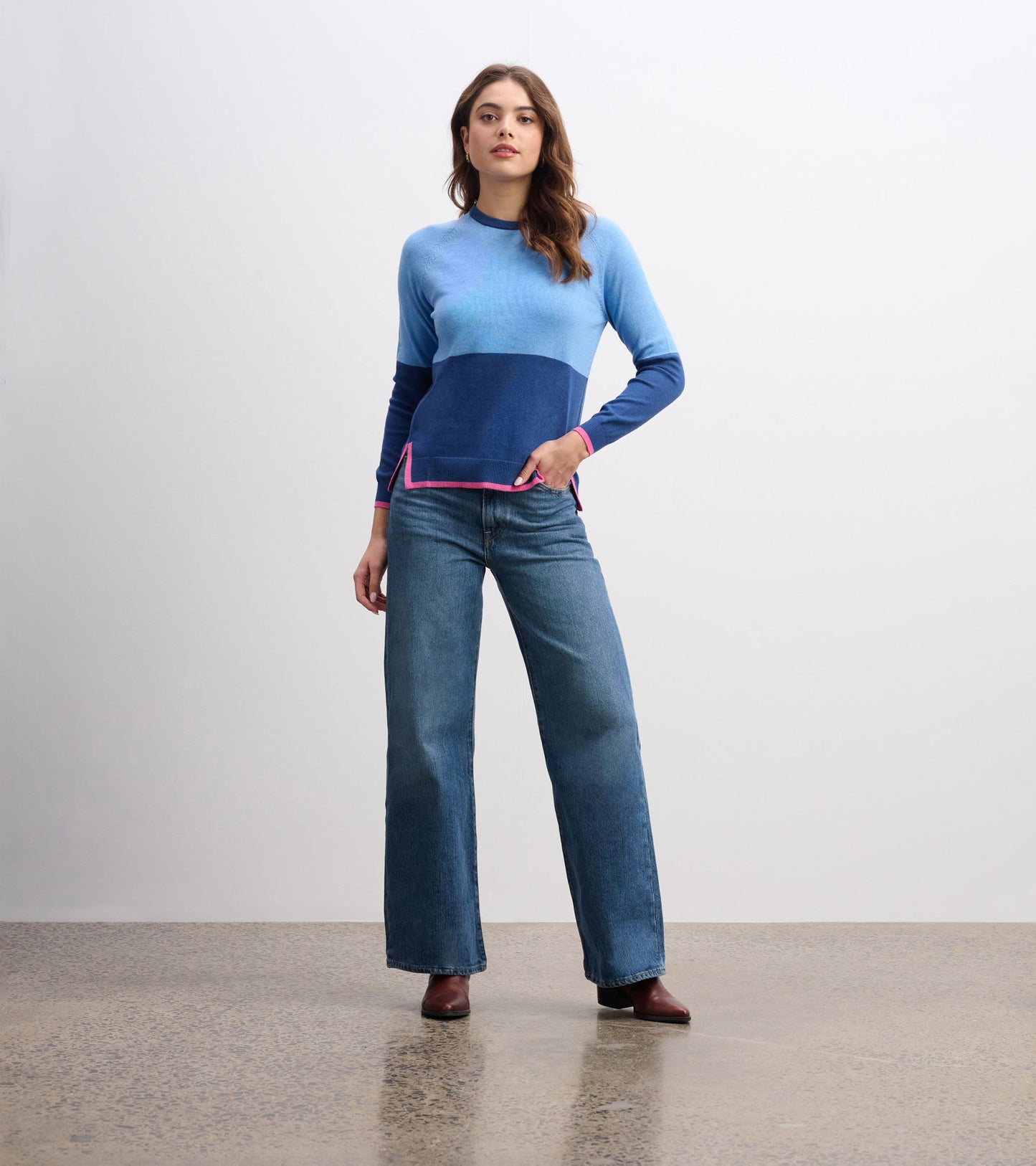 Olivia Sweater - Blue Color Block