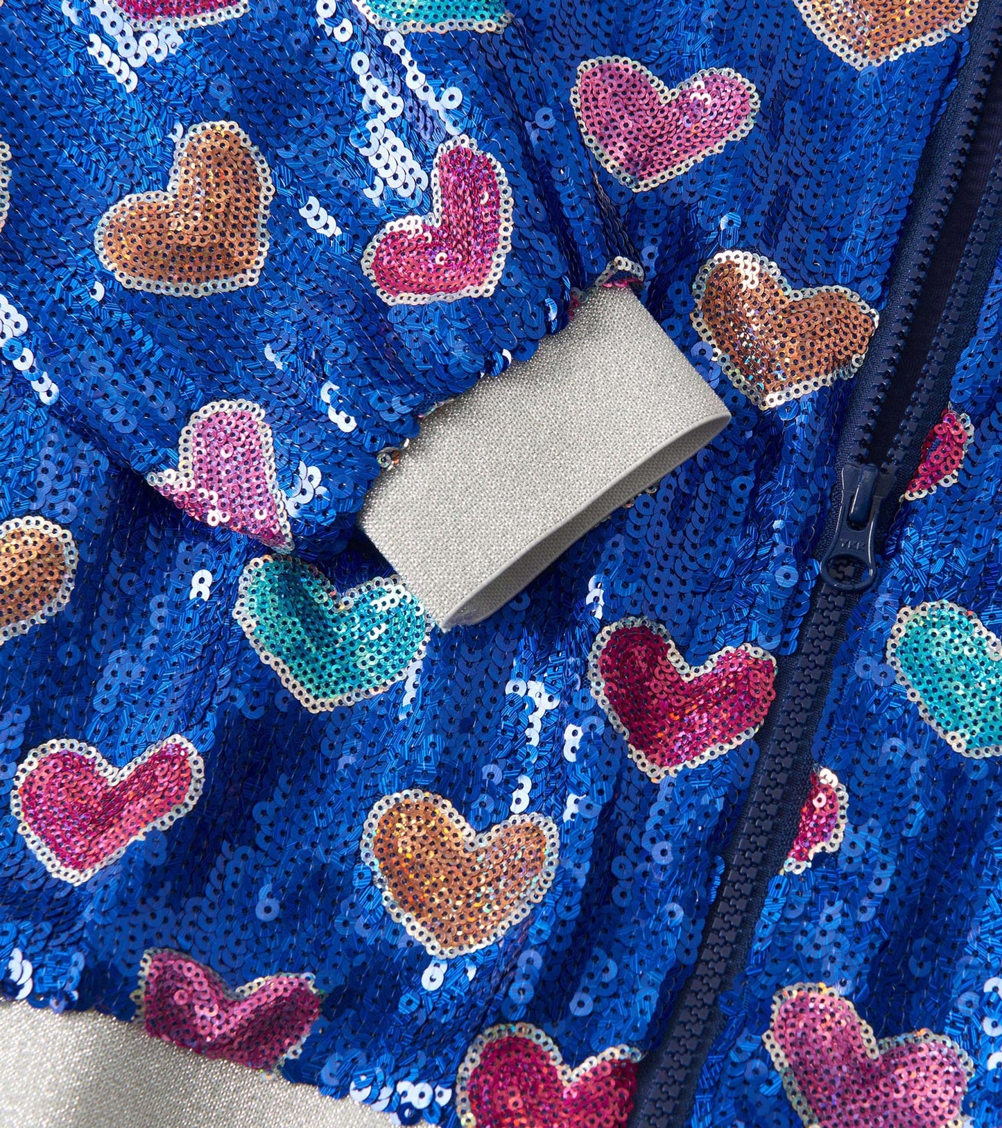 Girls Bursted Hearts Sequin Bomber Jacket