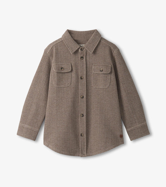 Boys Brown Sugar Herringbone Button Down Shirt