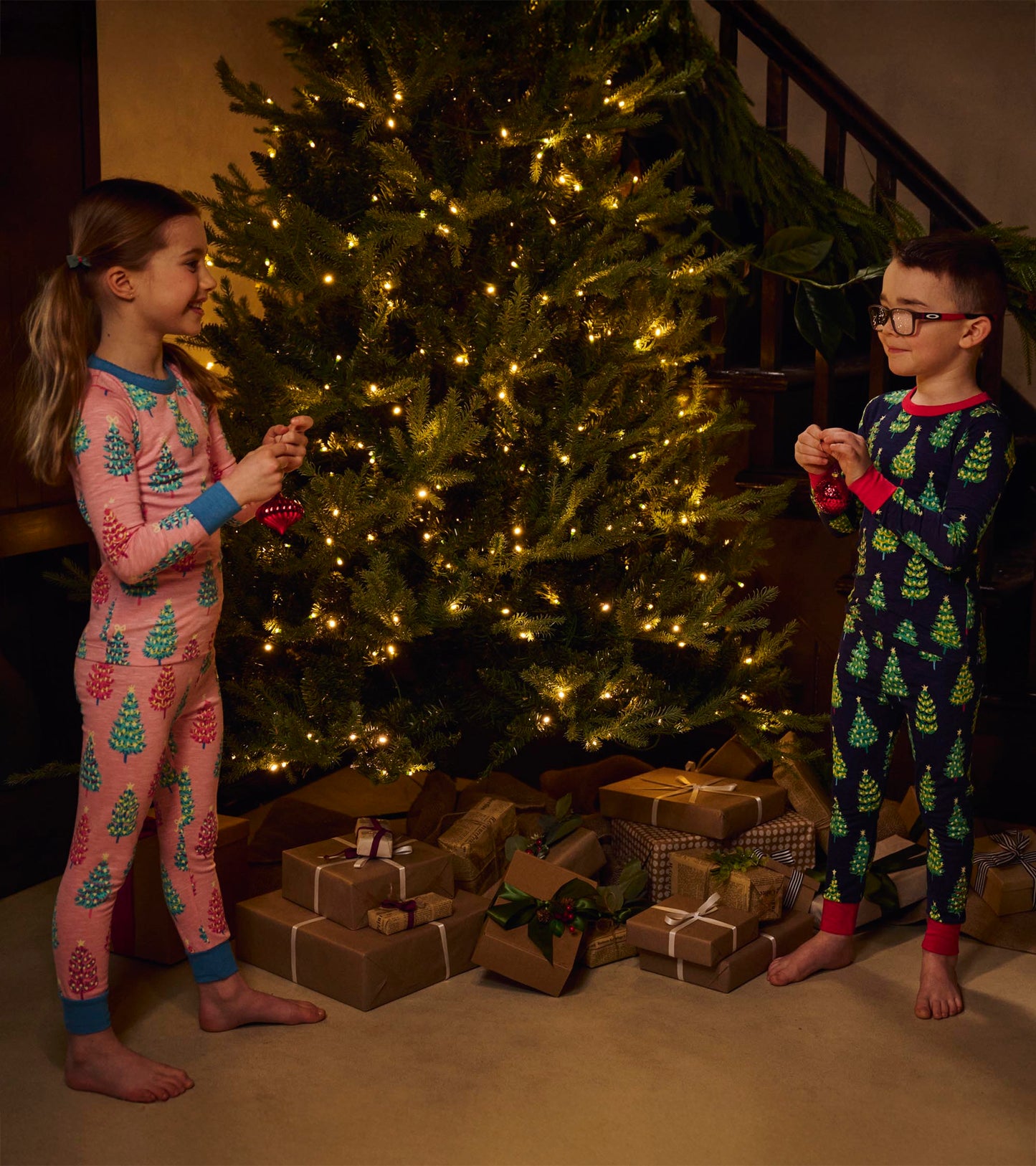 Boys Bottle Brush Trees Glow in the Dark Cotton Pajama Set