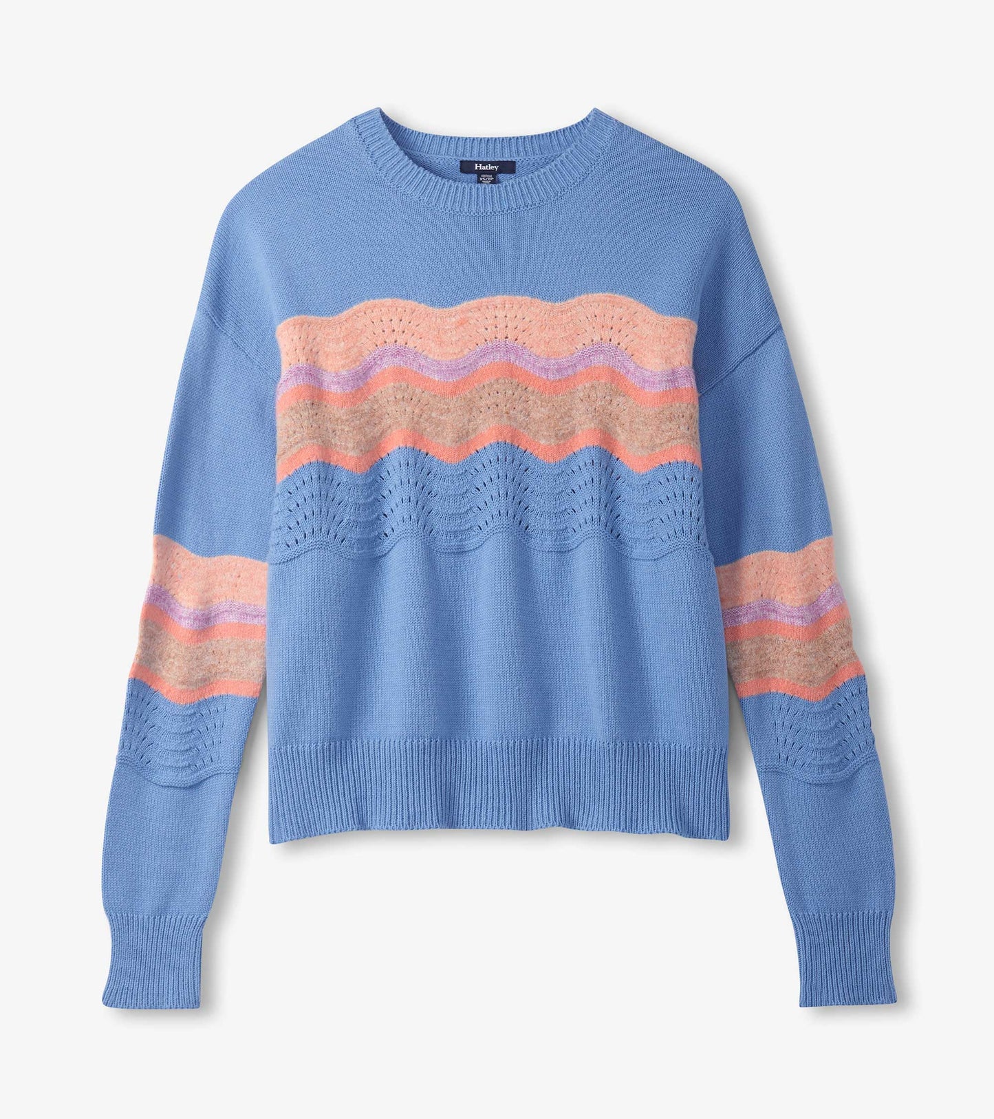 Pointelle Wave Sweater - Sky Blue Ripple