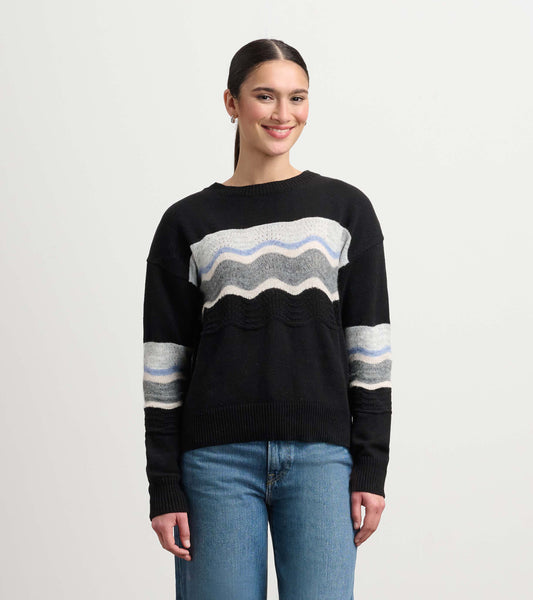 Pointelle Wave Sweater - Black