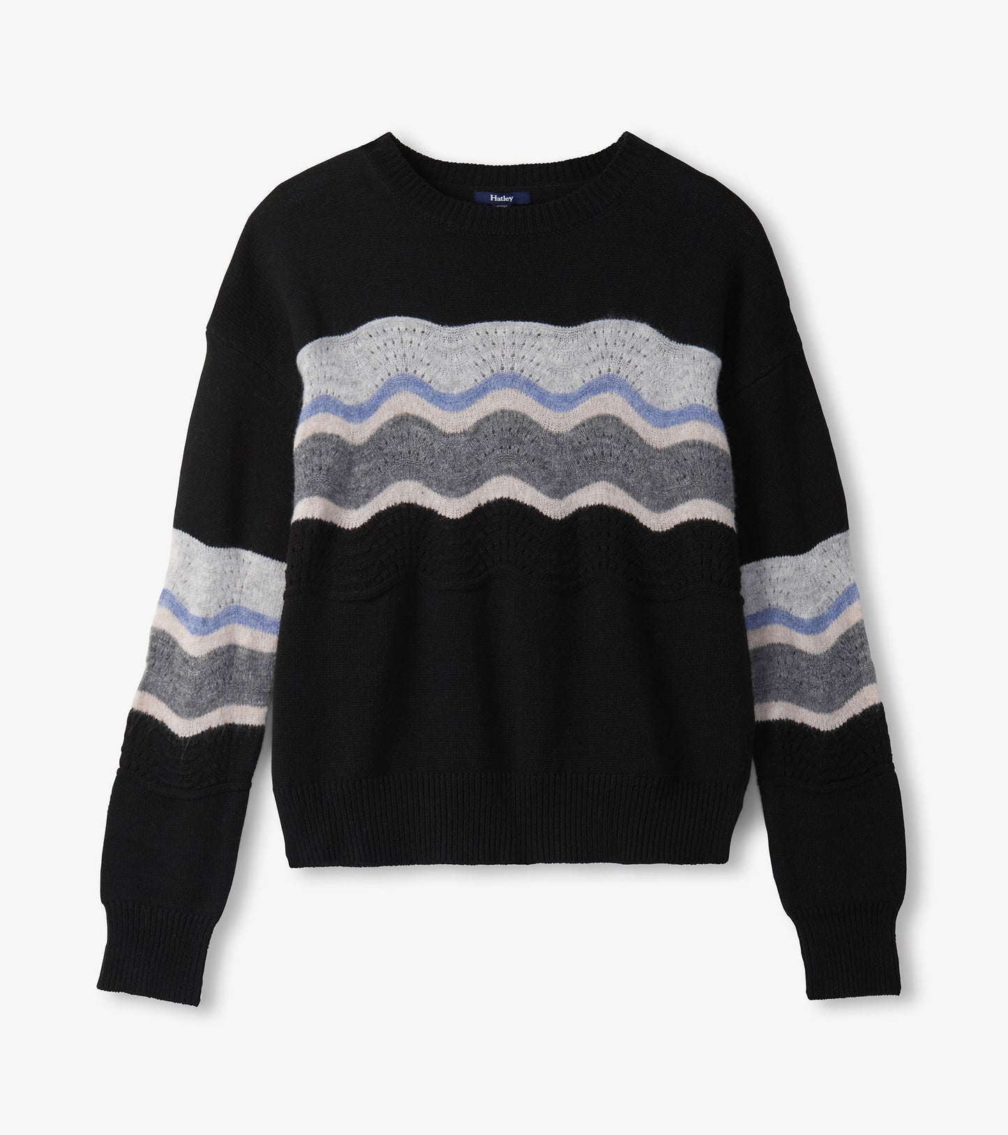 Pointelle Wave Sweater - Black
