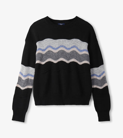 Pointelle Wave Sweater - Black