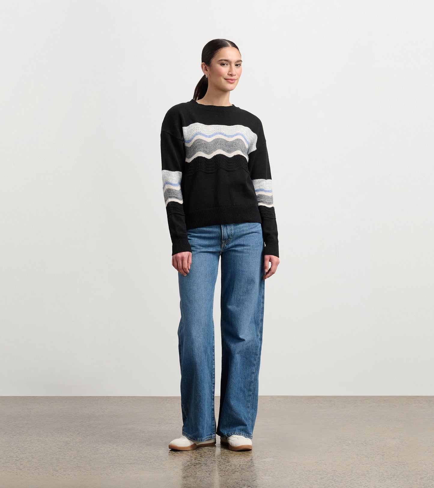 Pointelle Wave Sweater - Black