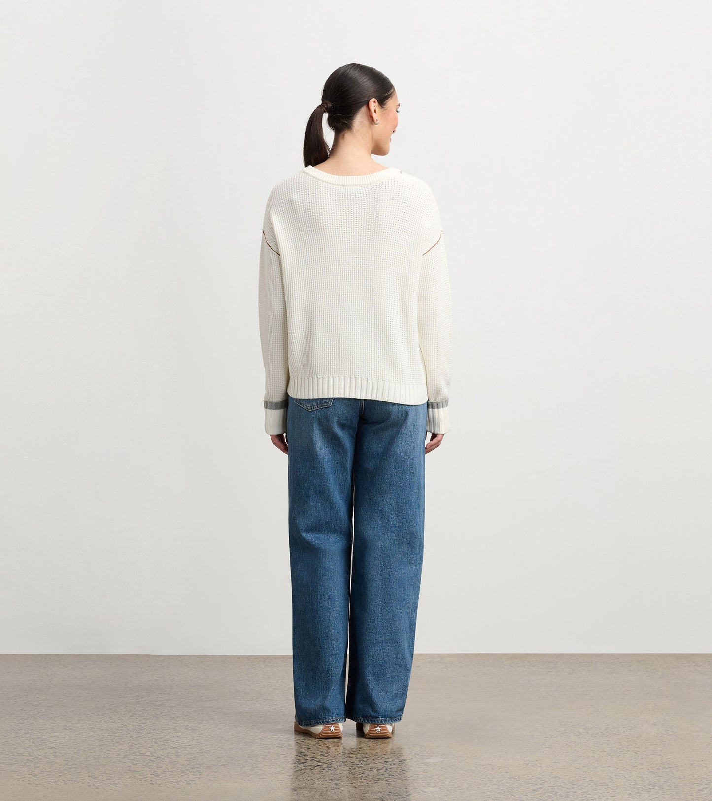 Waffle Knit Sweater - Cream