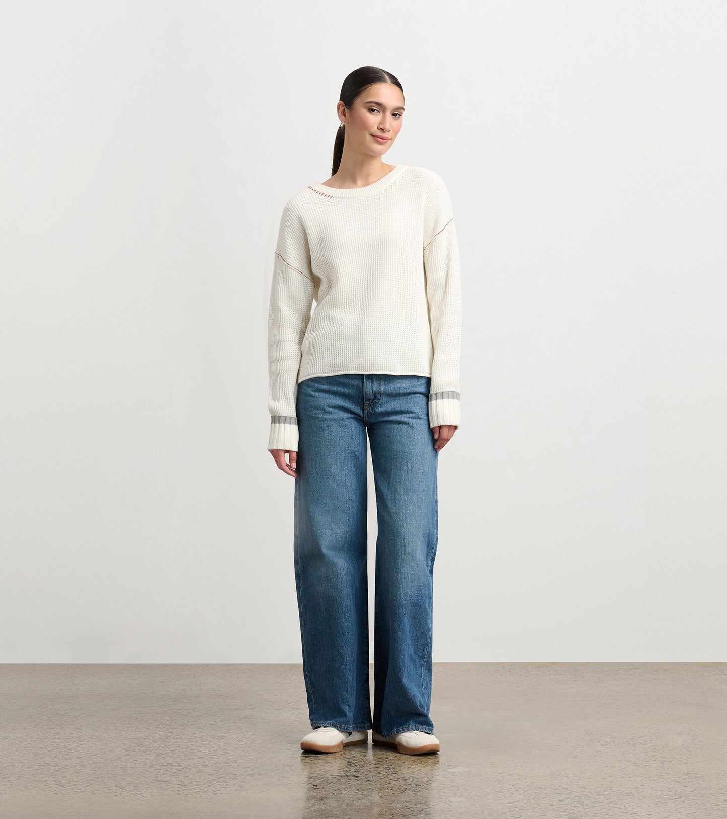 Waffle Knit Sweater - Cream
