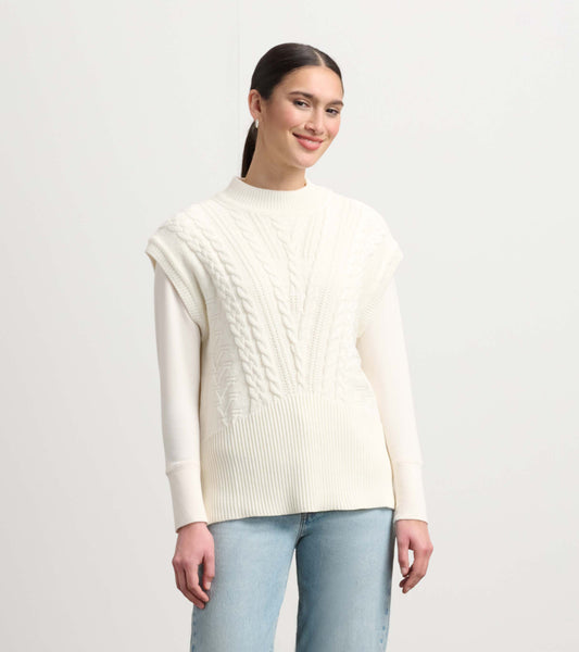 Cable Sweater Vest - Cream