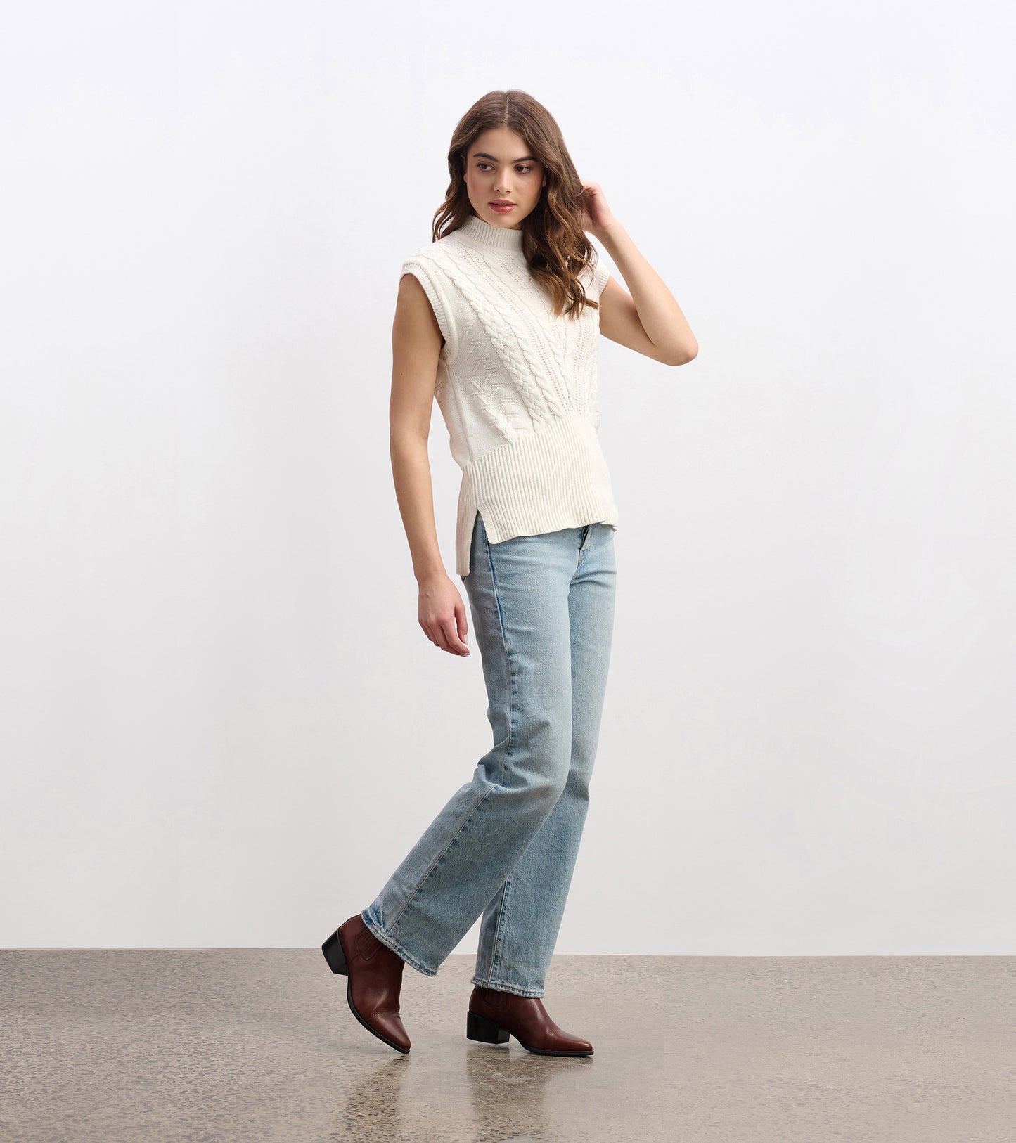 Cable Sweater Vest - Cream