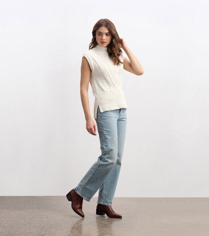 Cable Sweater Vest - Cream