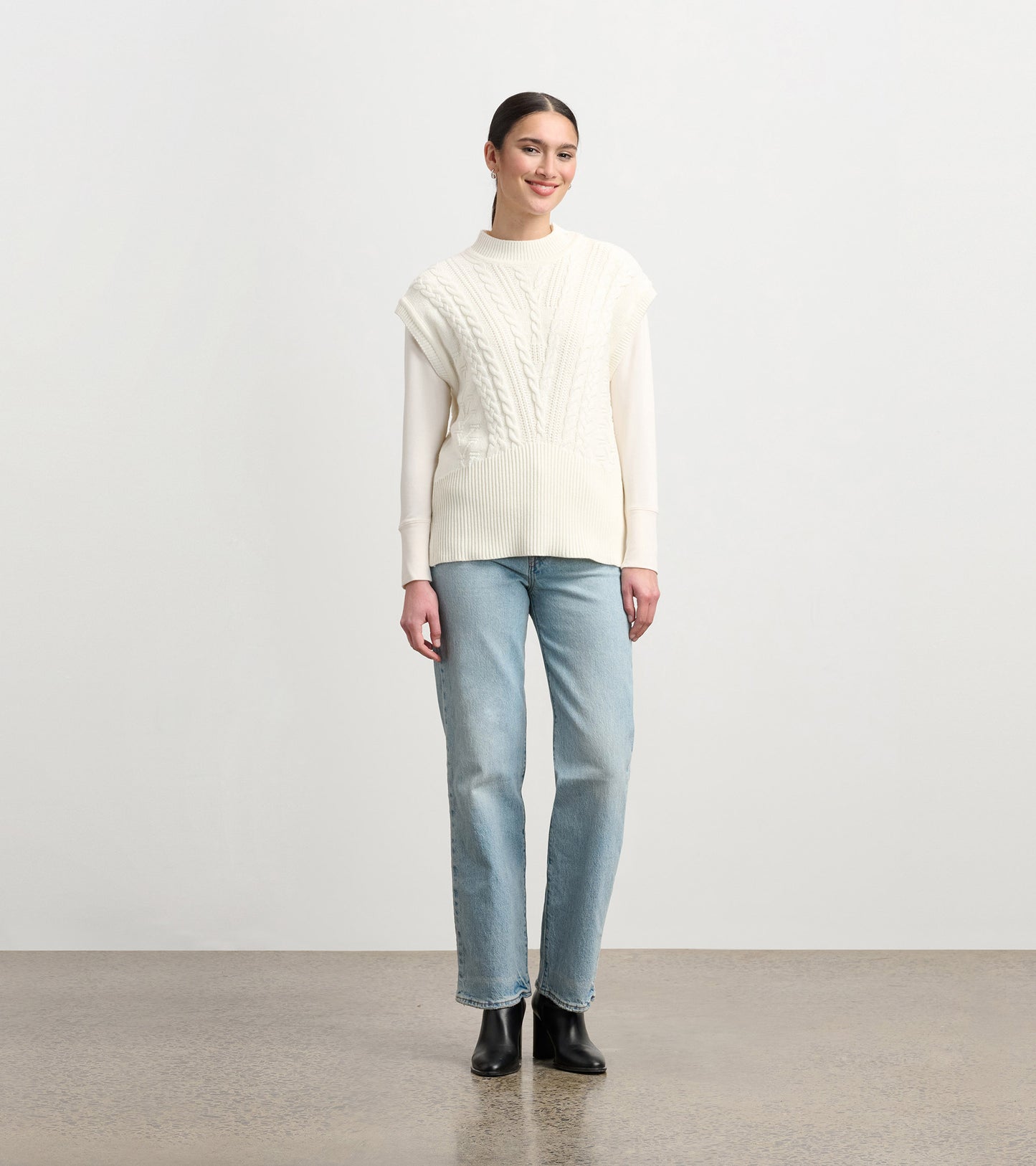 Cable Sweater Vest - Cream