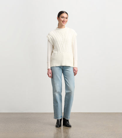 Cable Sweater Vest - Cream
