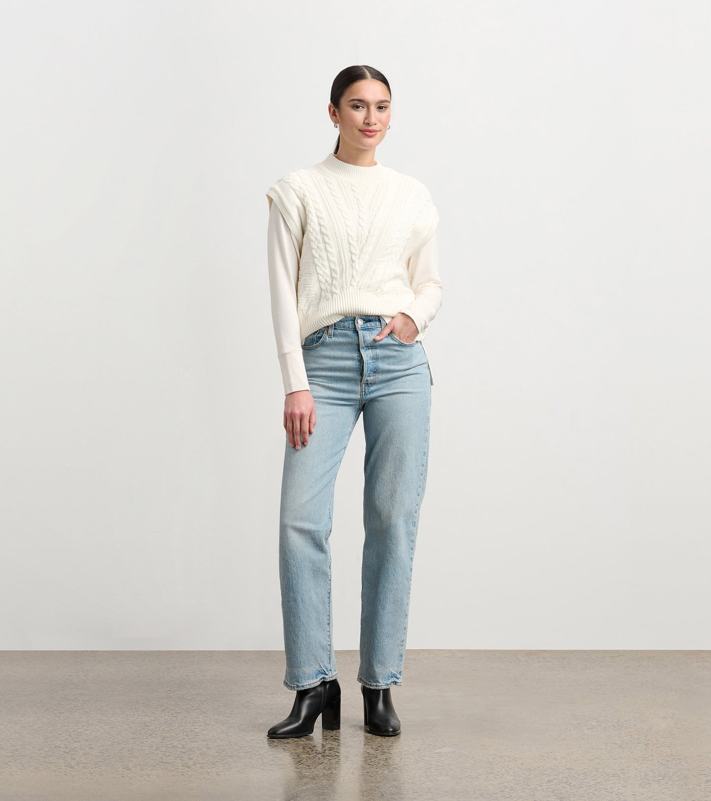 Cable Sweater Vest - Cream