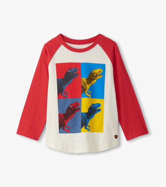 Boys Dinos Cubed Long Sleeve Raglan T-Shirt