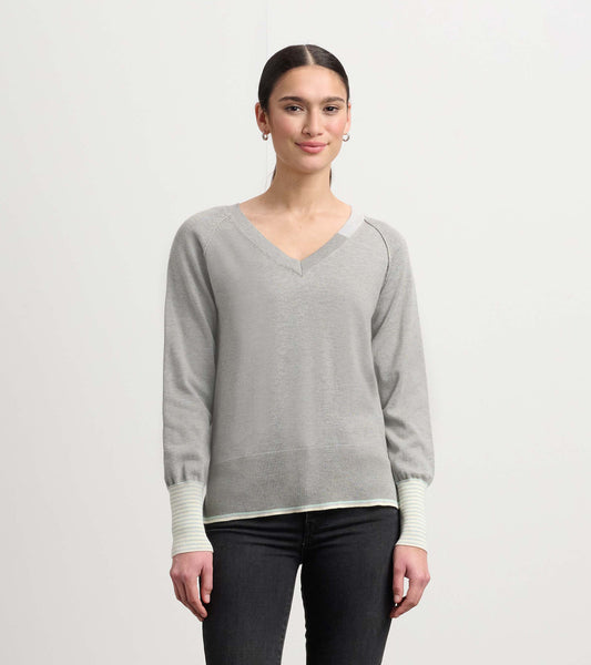 Cary V-Neck Sweater - Charcoal Melange