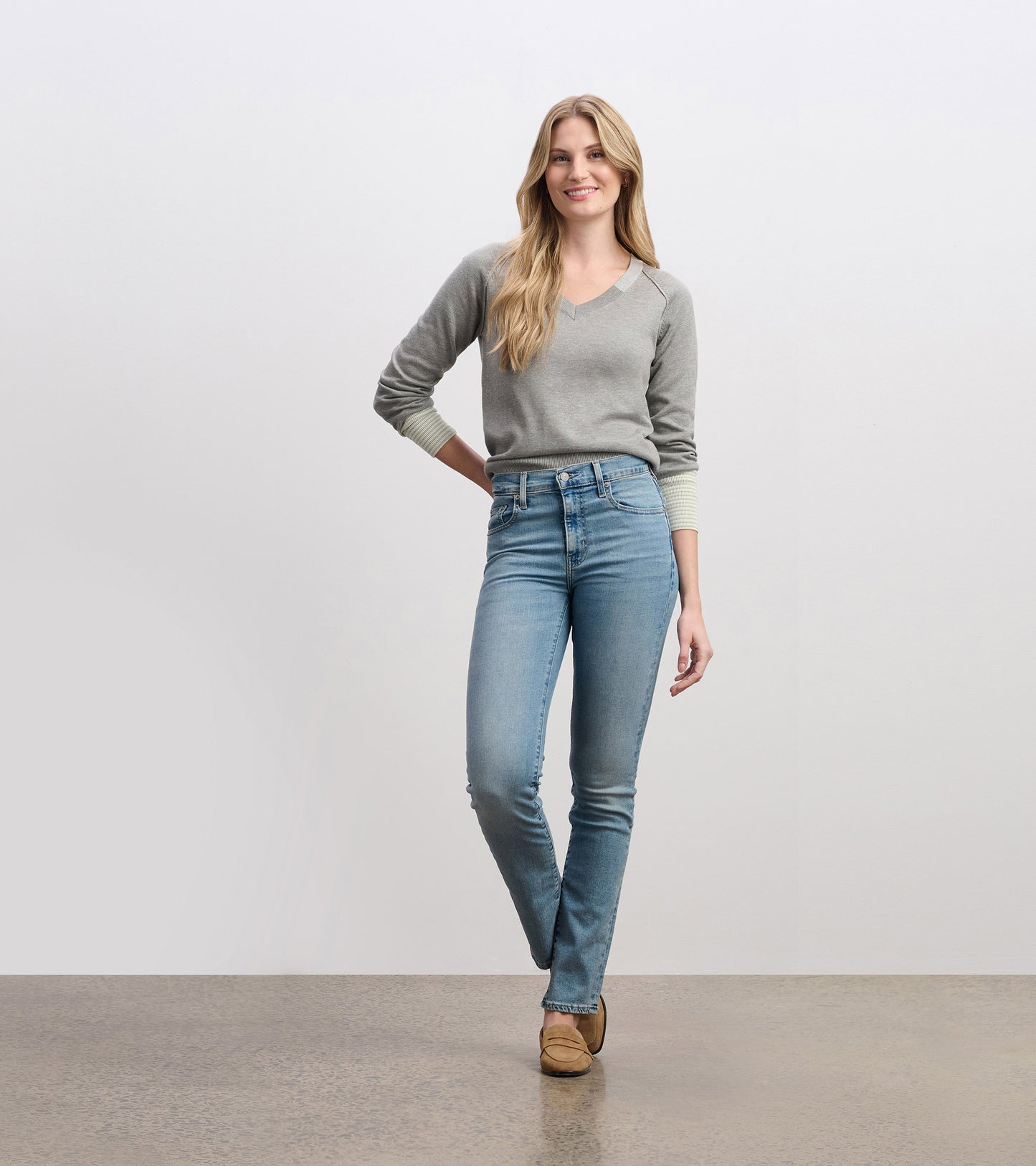 Cary V-Neck Sweater - Charcoal Melange