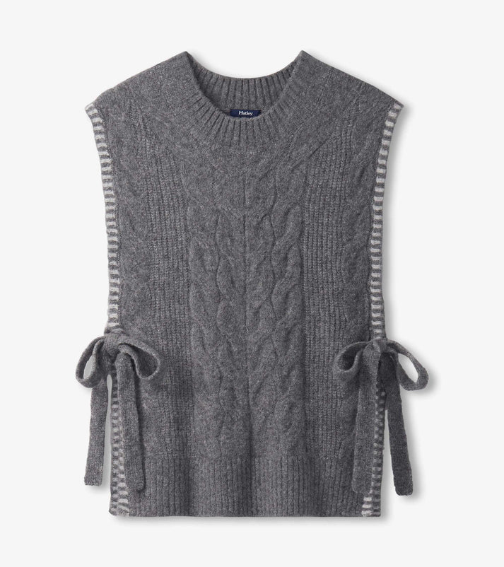 Side-Tie Sweater Vest - Charcoal Melange