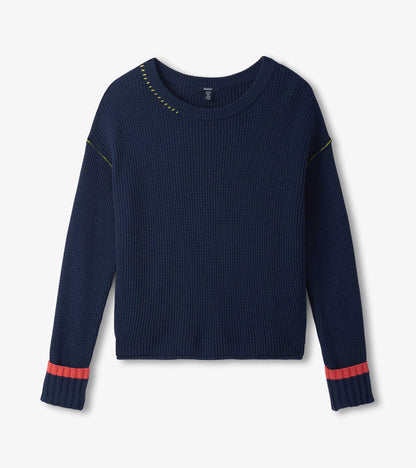 Waffle Knit Sweater - Navy