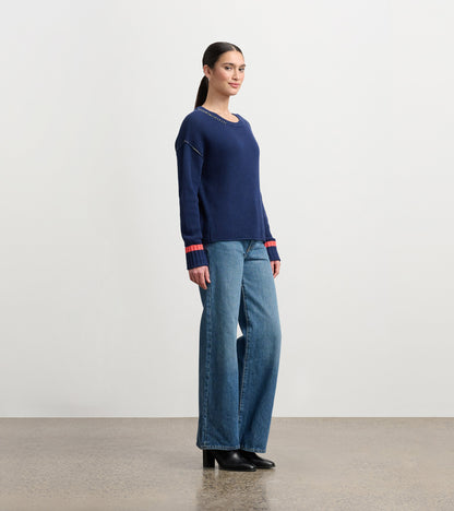 Waffle Knit Sweater - Navy