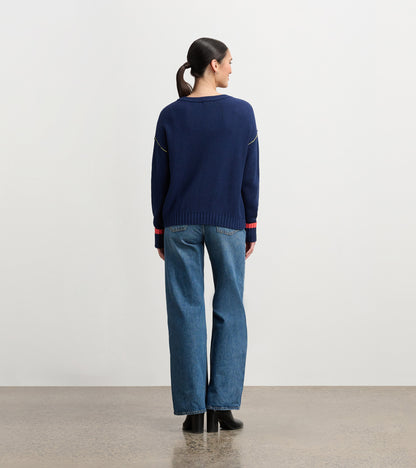 Waffle Knit Sweater - Navy