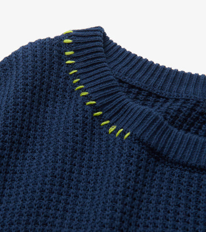 Waffle Knit Sweater - Navy
