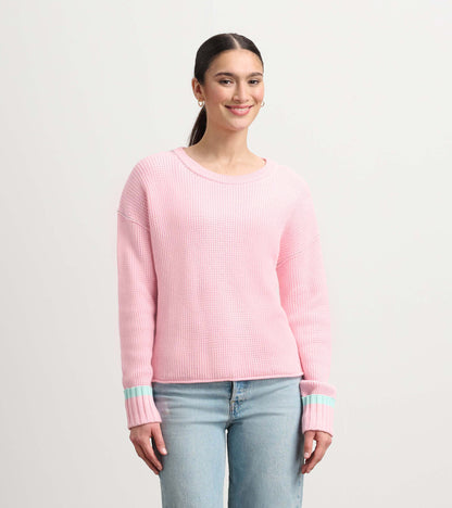 Waffle Knit Sweater - Fuchsia Pink