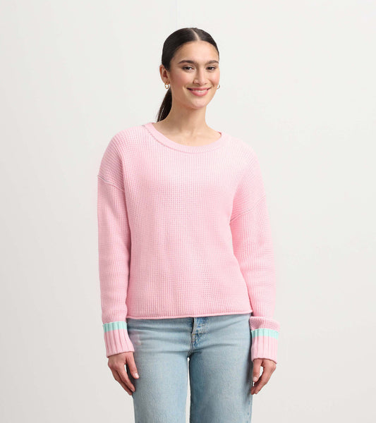 Waffle Knit Sweater - Fuchsia Pink