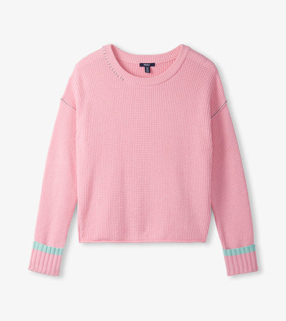 Waffle Knit Sweater - Fuchsia Pink