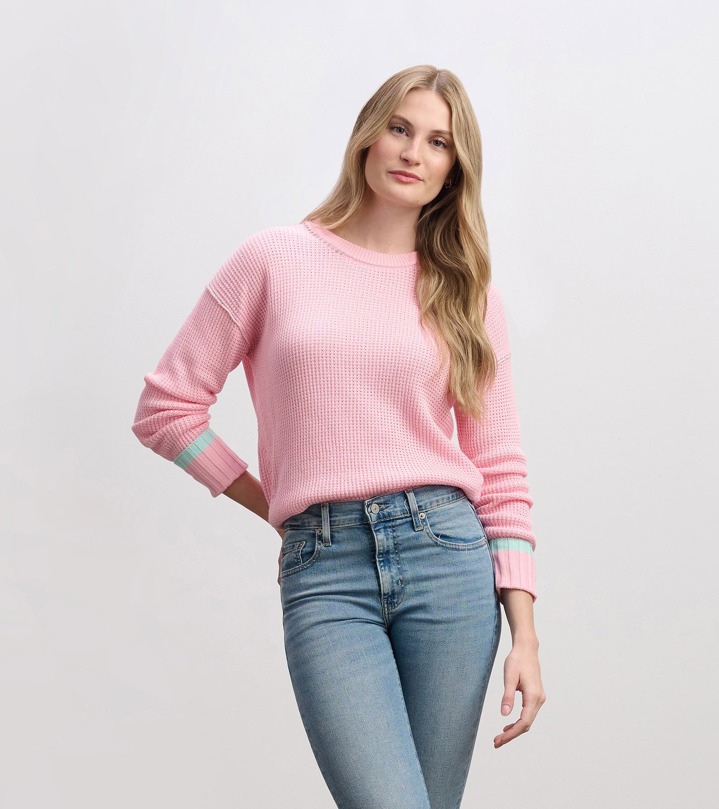 Waffle Knit Sweater - Fuchsia Pink