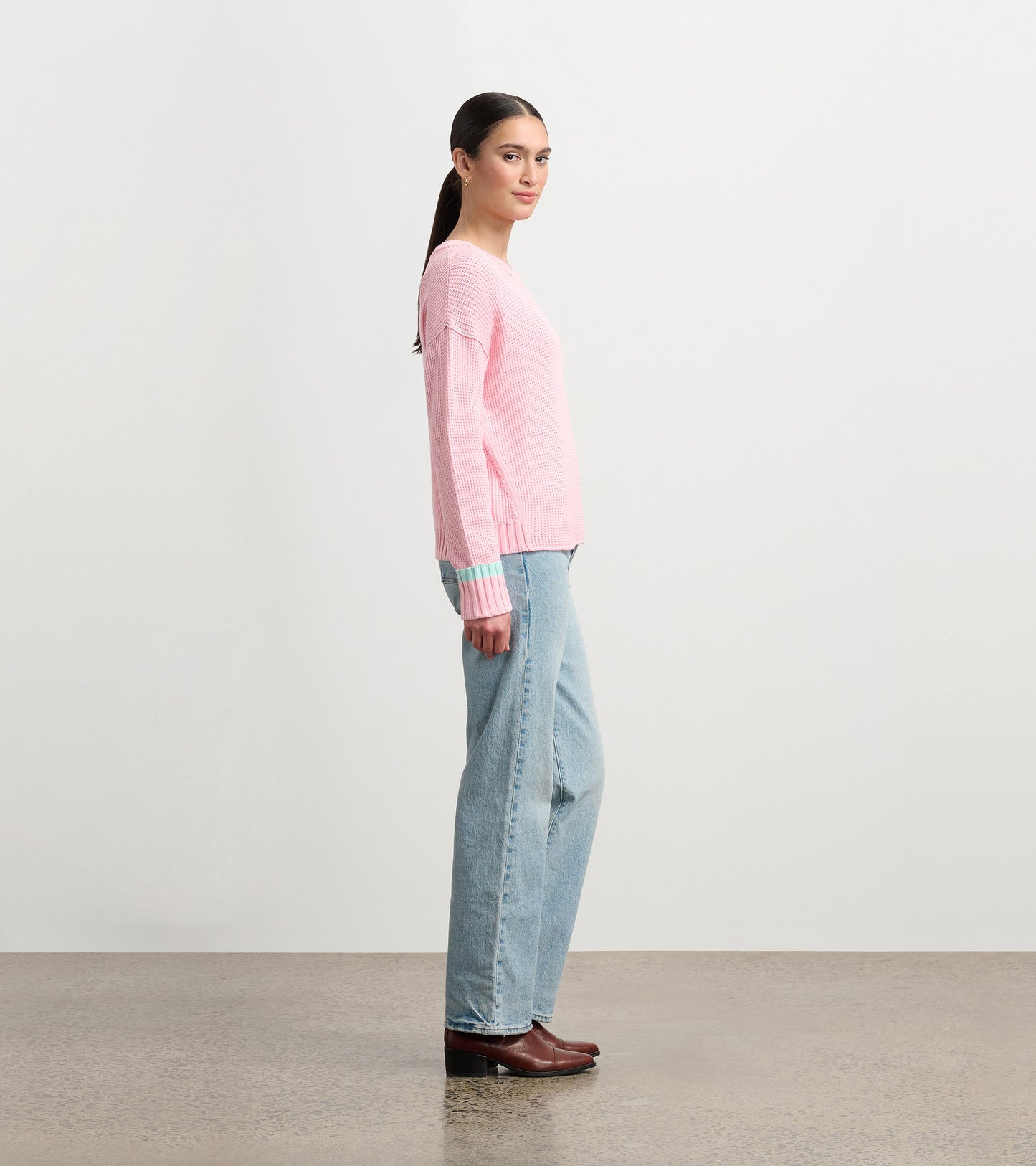Waffle Knit Sweater - Fuchsia Pink