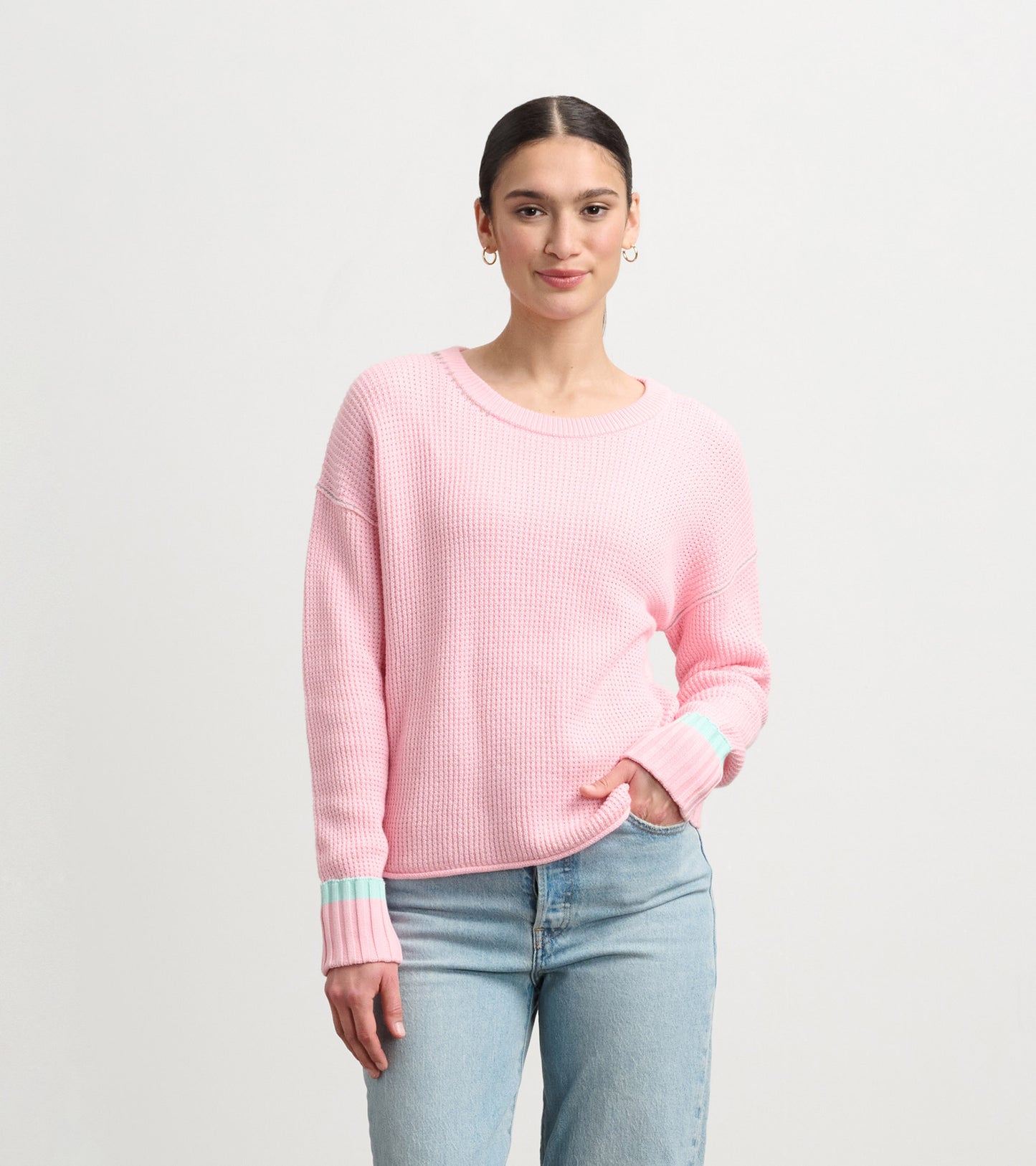 Waffle Knit Sweater - Fuchsia Pink