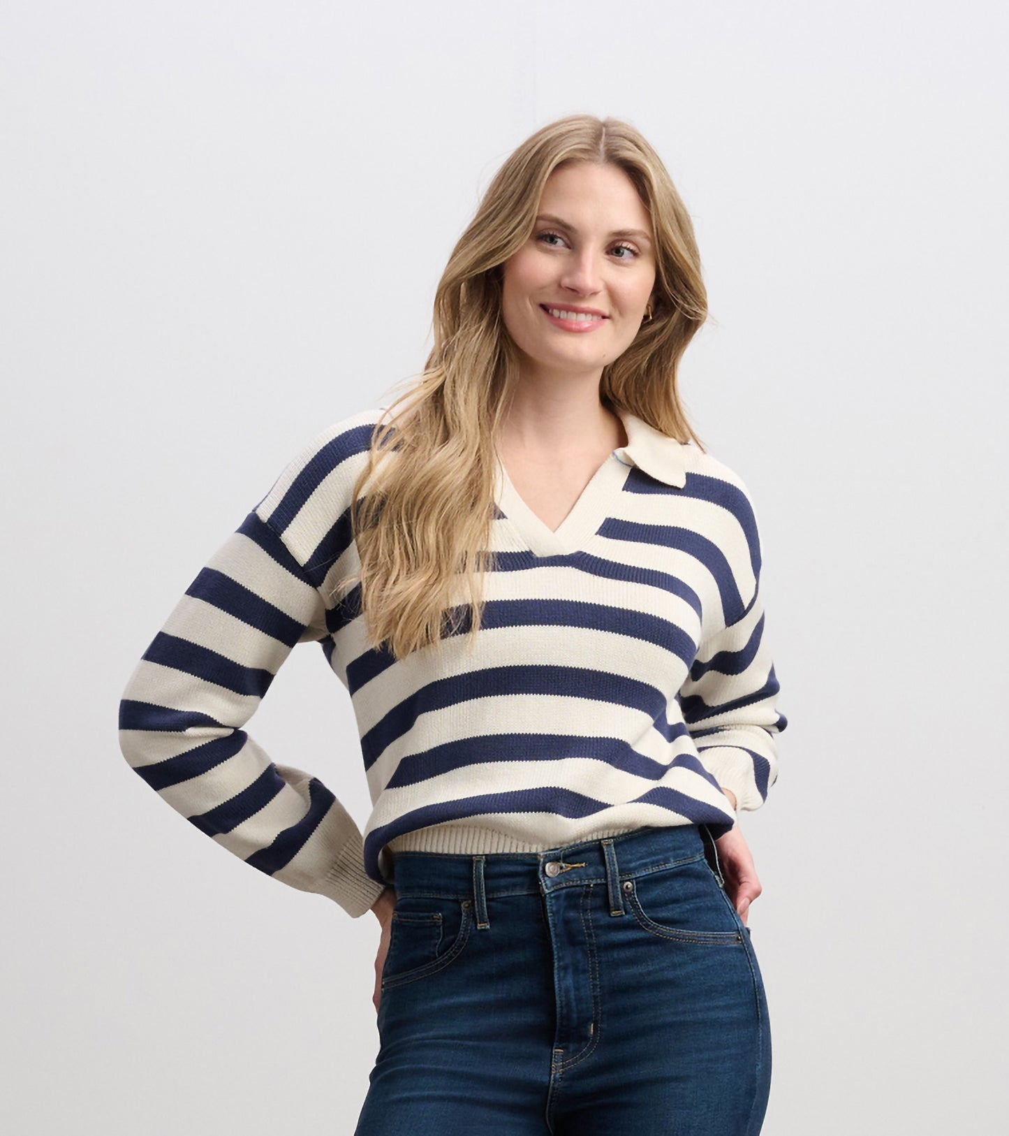 Johnny Collar Sweater - Nautical Stripes