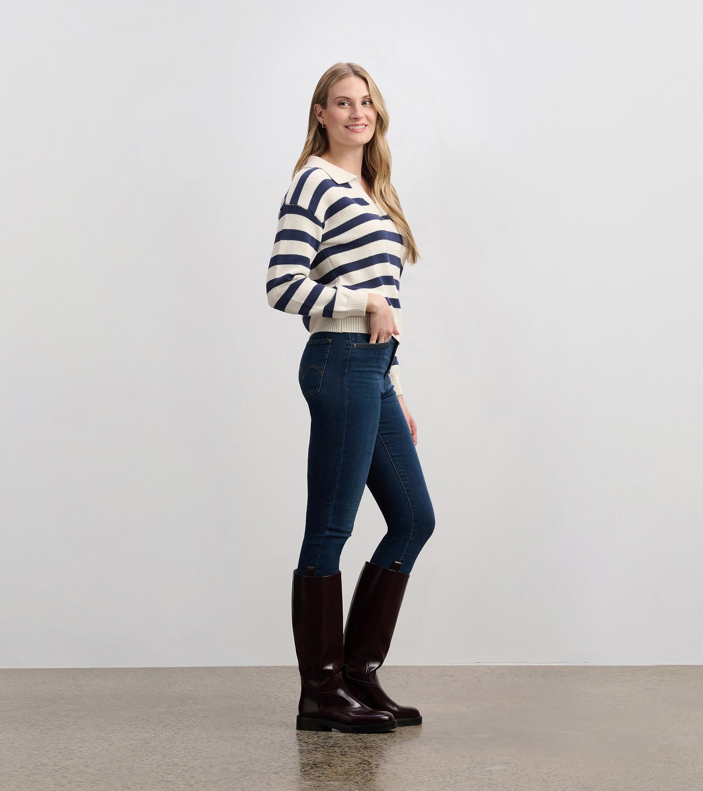 Johnny Collar Sweater - Nautical Stripes