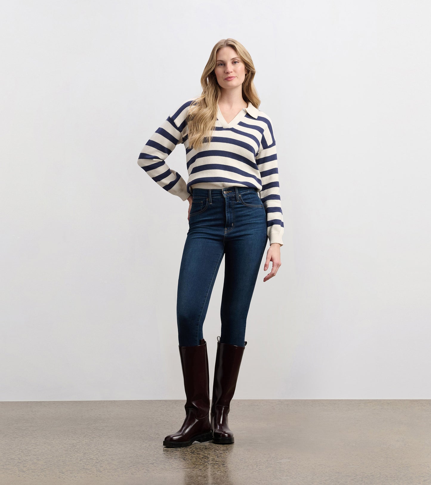 Johnny Collar Sweater - Nautical Stripes
