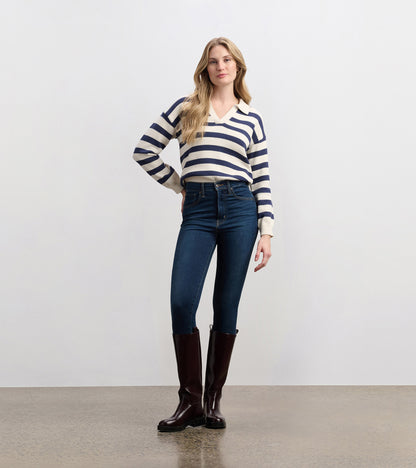 Johnny Collar Sweater - Nautical Stripes