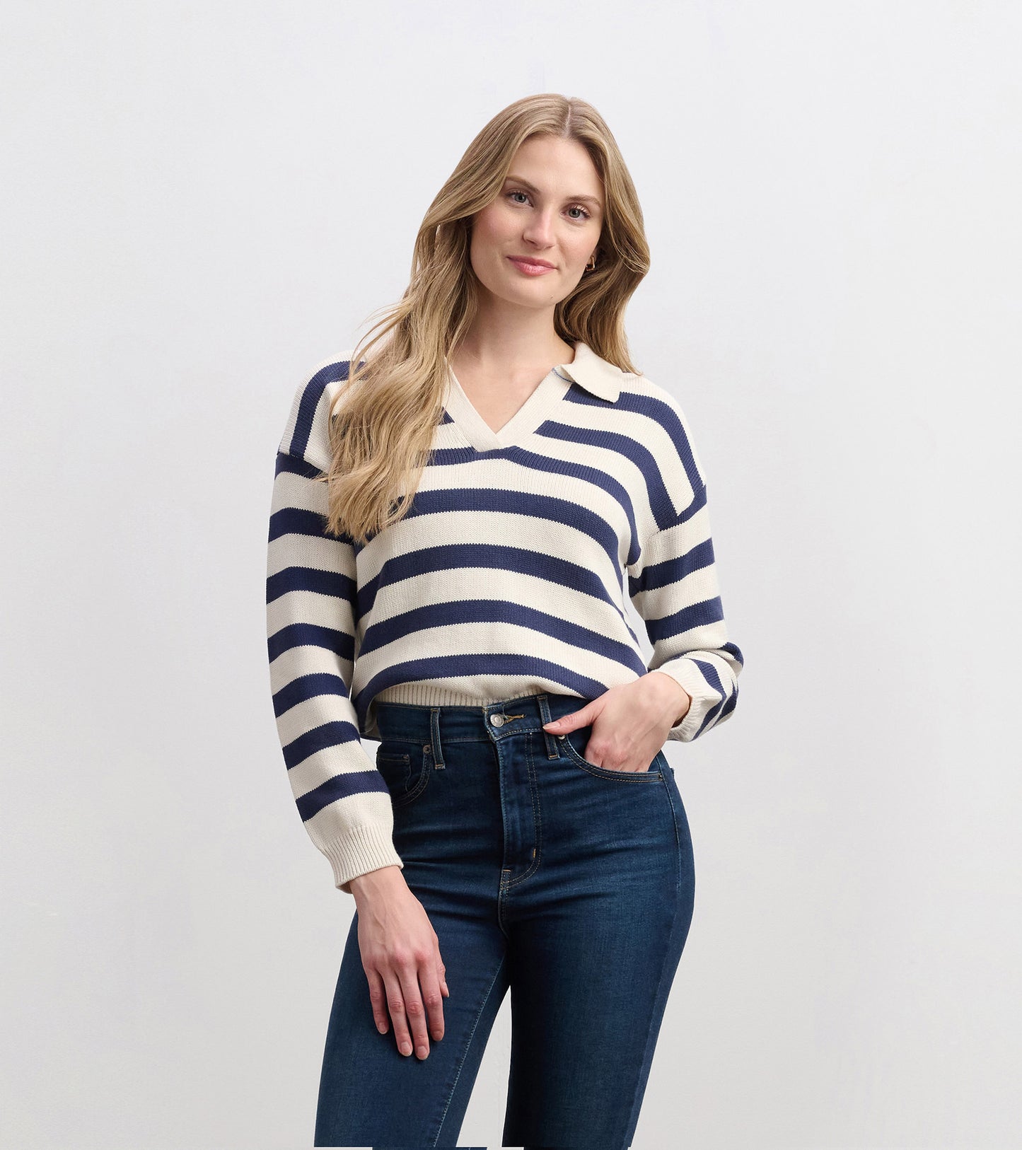 Johnny Collar Sweater - Nautical Stripes